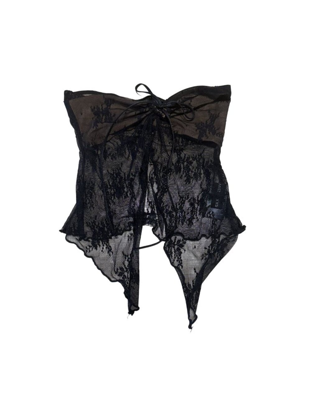 Tiger Mist Karolina Black Strapless Floral Lace Open Front Top Women's XX-Small
